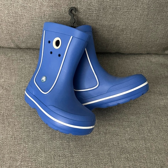 Toddler Crocs Jaunt Rain Boots Kids Size J1 - Blue & White 11018 - NWT - Picture 4 of 10